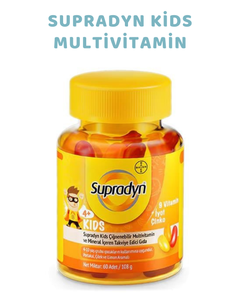 Supradyn Kids Multivitamin – Çocuklar İçin 9 Vitamin, İyot ve Çinko İçeren Çiğnenebilir 60 Draje