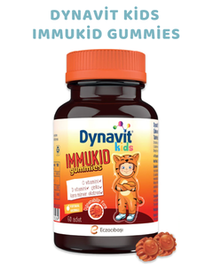 Dynavit Kids Immukid Gummies – Çocuklar İçin C ve D Vitamini, Çinko, Kara Mürver (60 Çiğnenebilir Tablet)