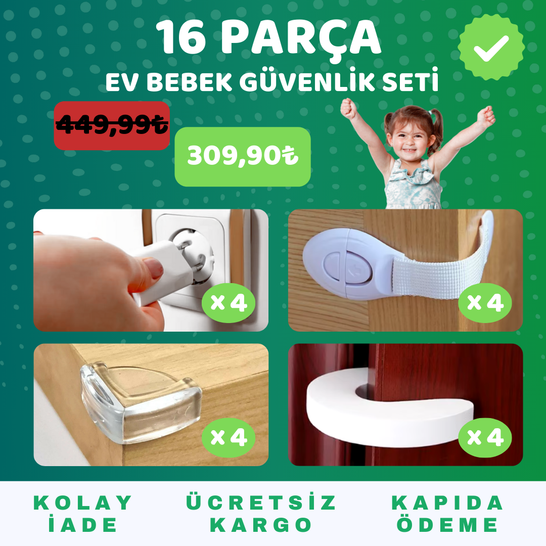 16 Parça Ev Bebek Güvenlik Seti