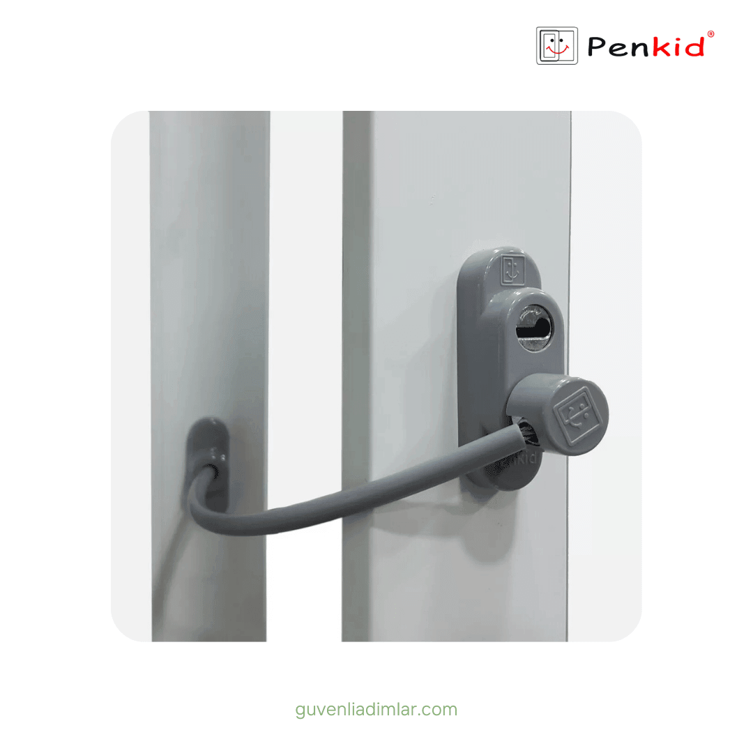 Çelik Halatlı Pencere Emniyet Kilidi (Gri)