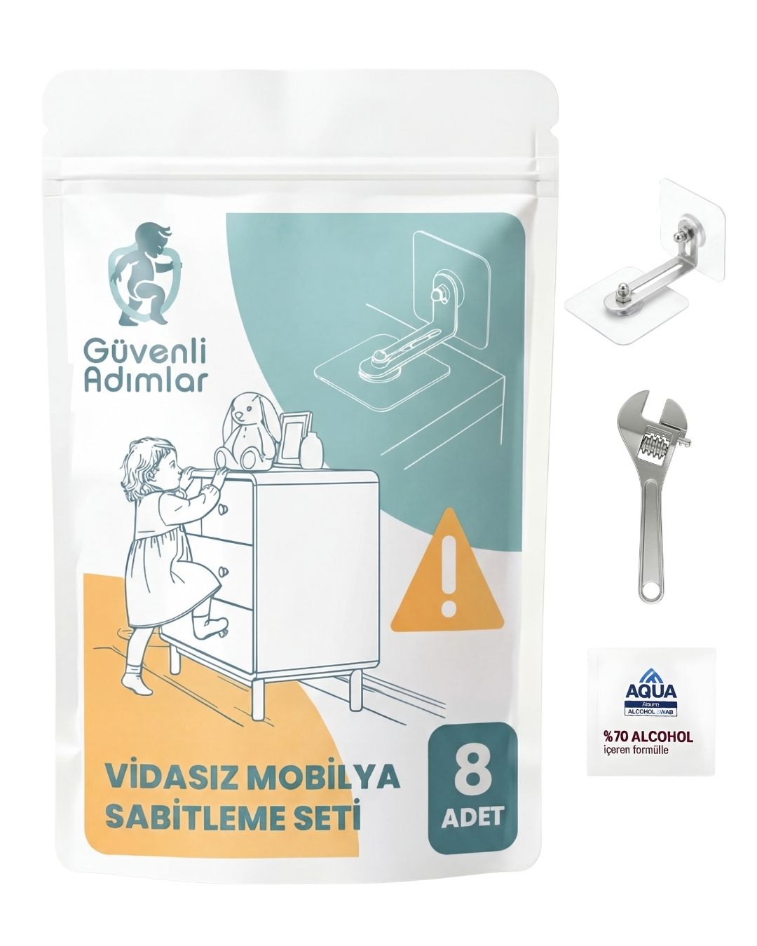 Vidasız Eşya Sabitleme Aparatı (8'li Avantaj Paketi)