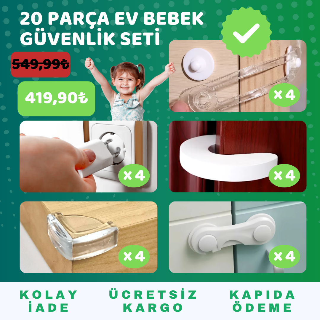 20 Parça Ev Bebek Güvenlik Seti