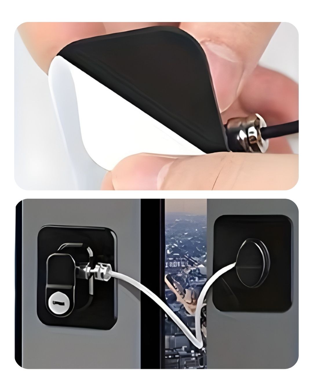 Vidasız Halatlı Pencere Emniyet Kilidi - Siyah