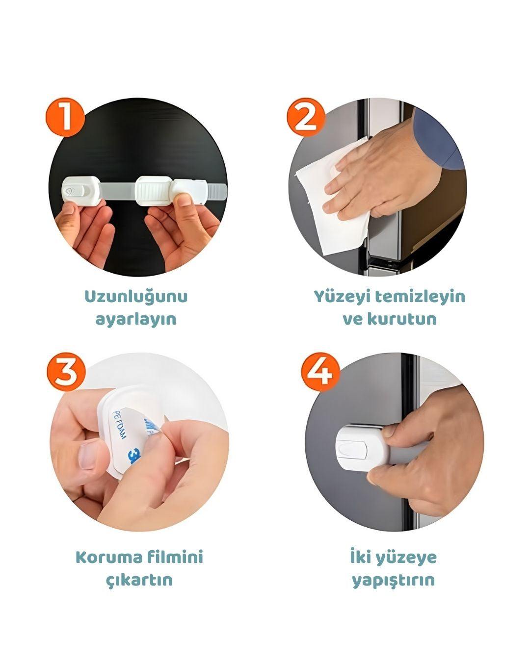 Elastik Çekmece & Dolap Kilidi (Boyu Ayarlanabilir)