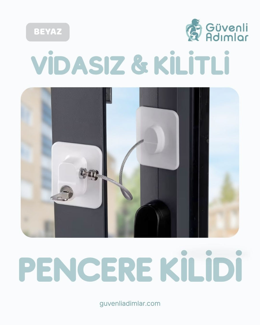 Vidasız Halatlı Pencere Emniyet Kilidi - Beyaz