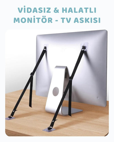 Vidasız Halatlı Tv & Aksesuar Sabitleme Askı Seti