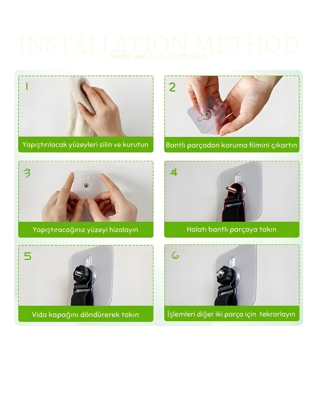 Vidasız Halatlı Tv & Aksesuar Sabitleme Askı Seti