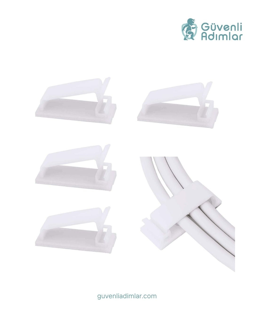 Kablo Düzenleyici 4'lü Klips Set Beyaz