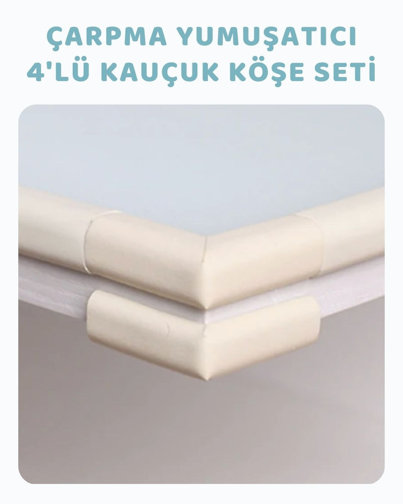 Kauçuk İnce Köşe Koruyucu 4'lü Set Bej