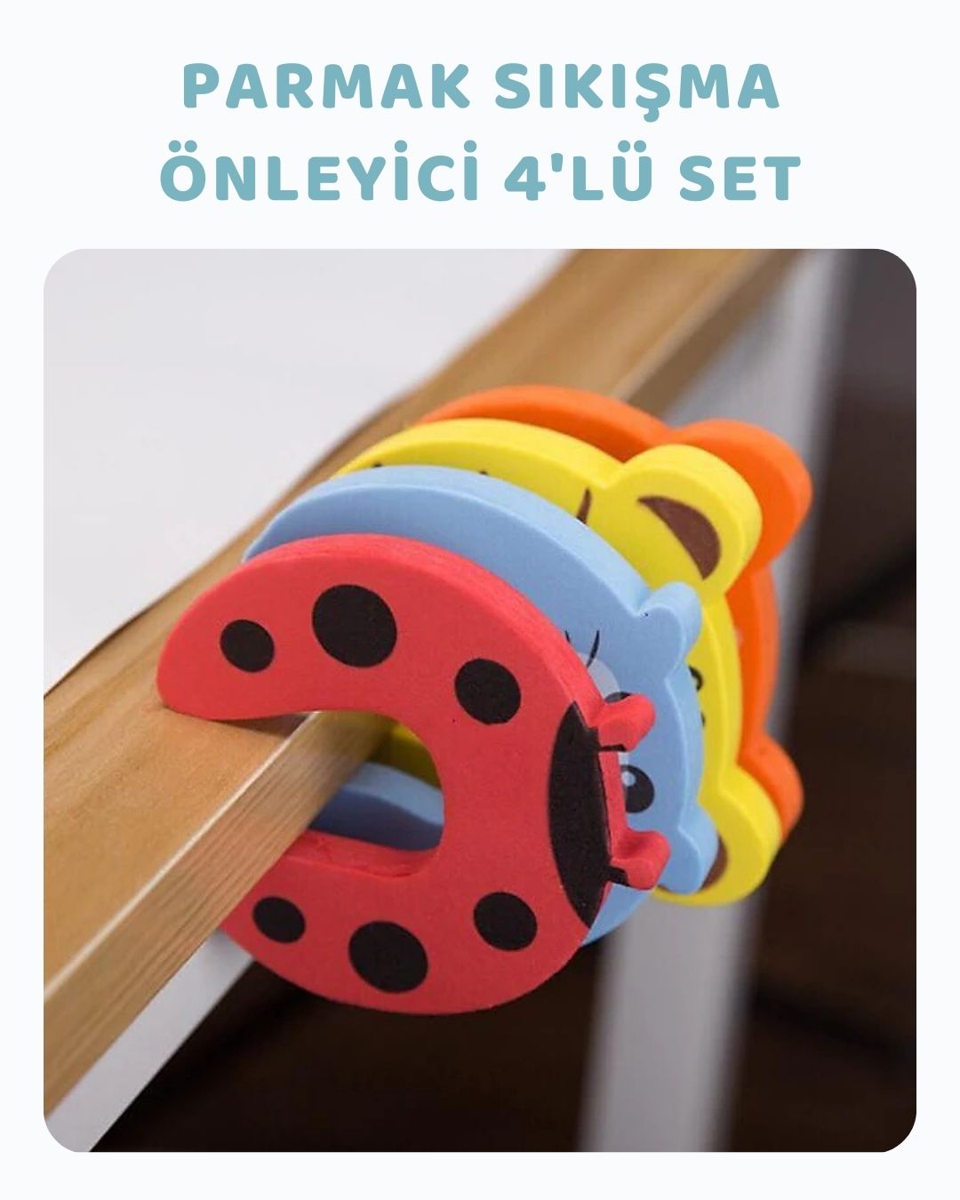 Kapı Parmak Sıkışma Önleyici (4'lü Renkli Hayvan Desenli)