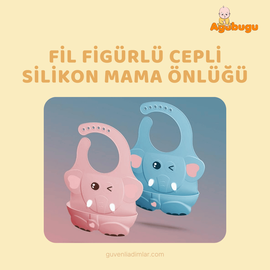 Cepli Silikon Mama Önlüğü (Pembe / Mavi Seçenekli)