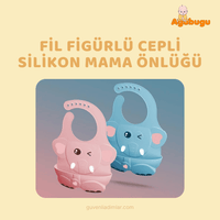 Cepli Silikon Mama Önlüğü (Pembe / Mavi Seçenekli)