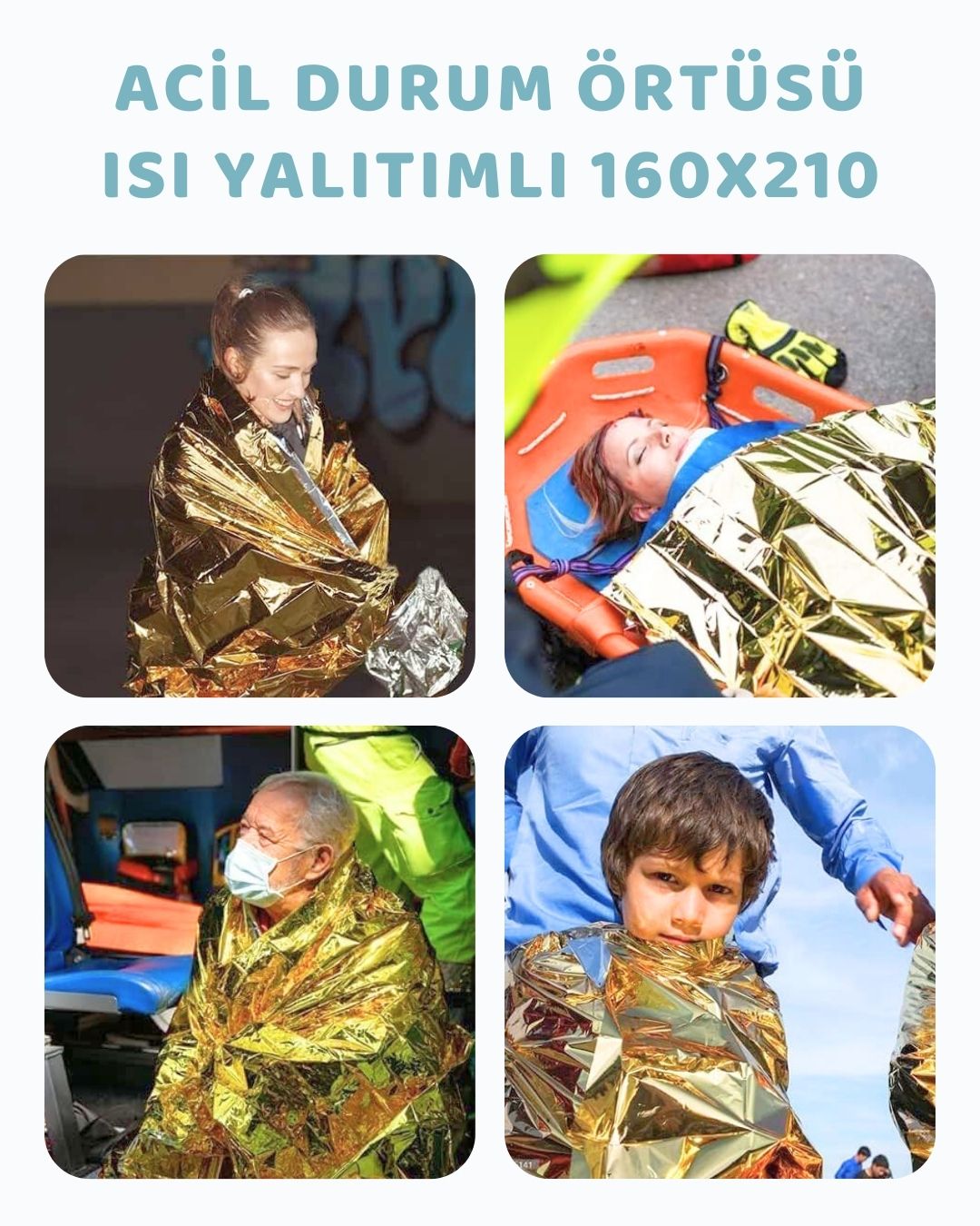 Acil Durum Termal İlk Yardım Battaniyesi 160x210 cm