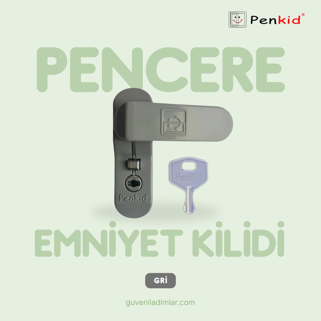 Pencere Emniyet Kilidi Anahtarlı - Gri