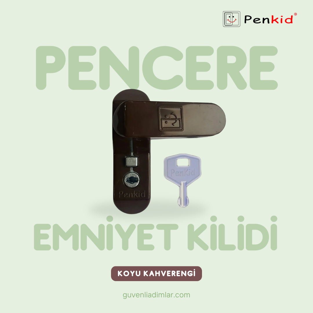 Pencere Emniyet Kilidi Anahtarlı - Koyu Kahverengi