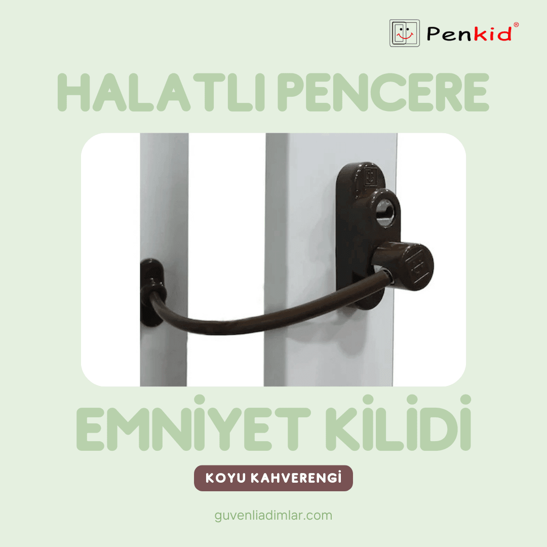 Çelik Halatlı Pencere Emniyet Kilidi (Koyu Kahverengi)