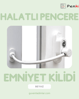 Çelik Halatlı Pencere Emniyet Kilidi (Beyaz)