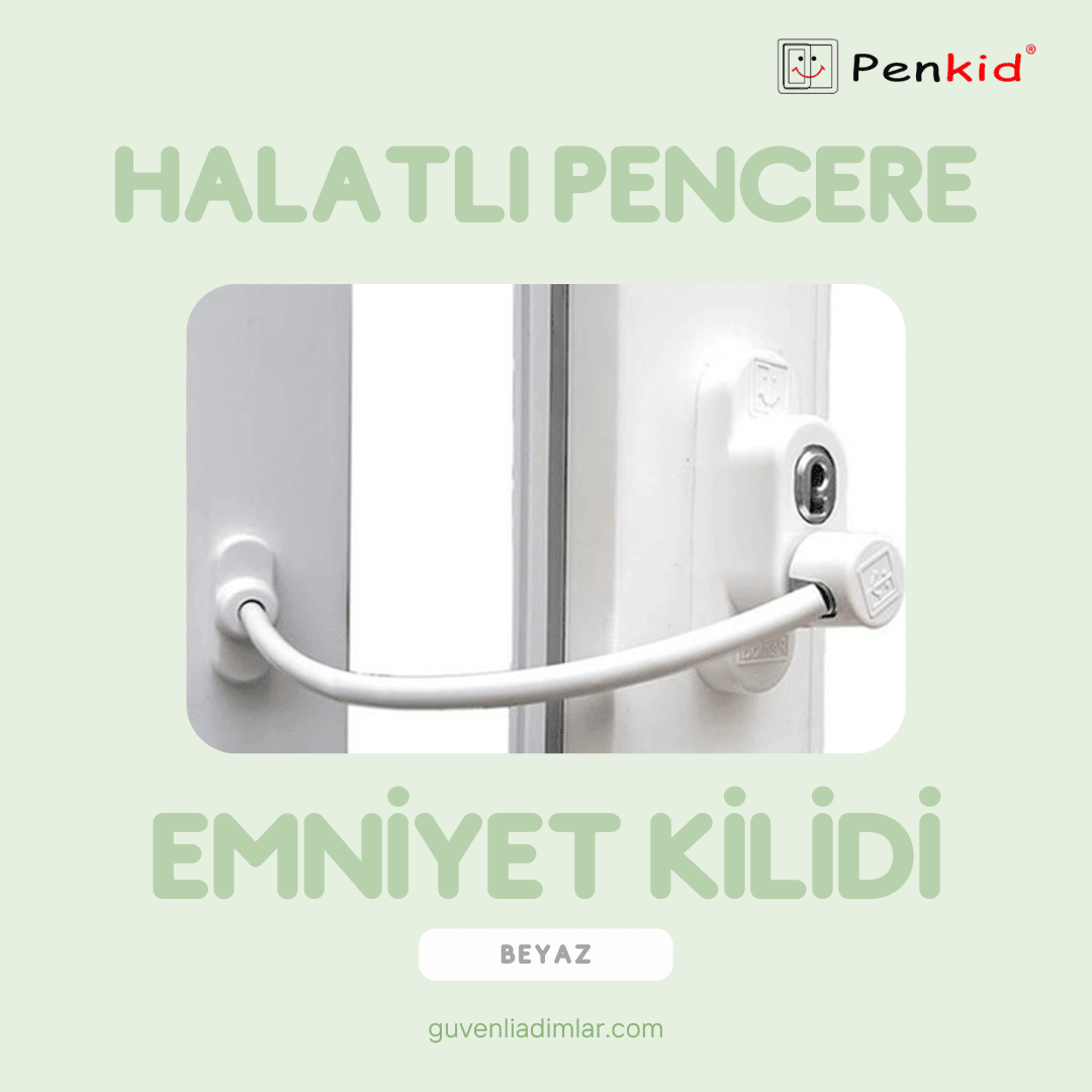 Çelik Halatlı Pencere Emniyet Kilidi (Beyaz)