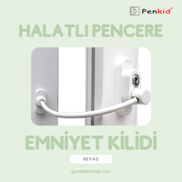 Çelik Halatlı Pencere Emniyet Kilidi (Beyaz)