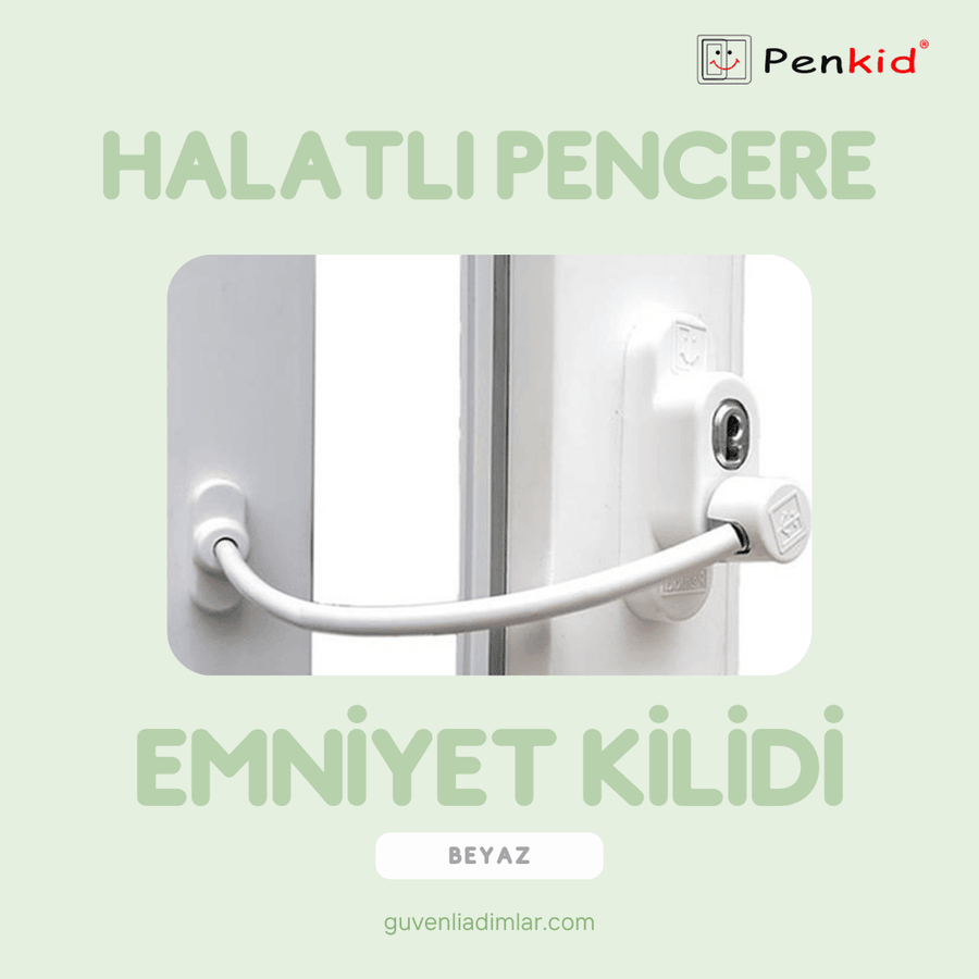 Çelik Halatlı Pencere Emniyet Kilidi (Beyaz)