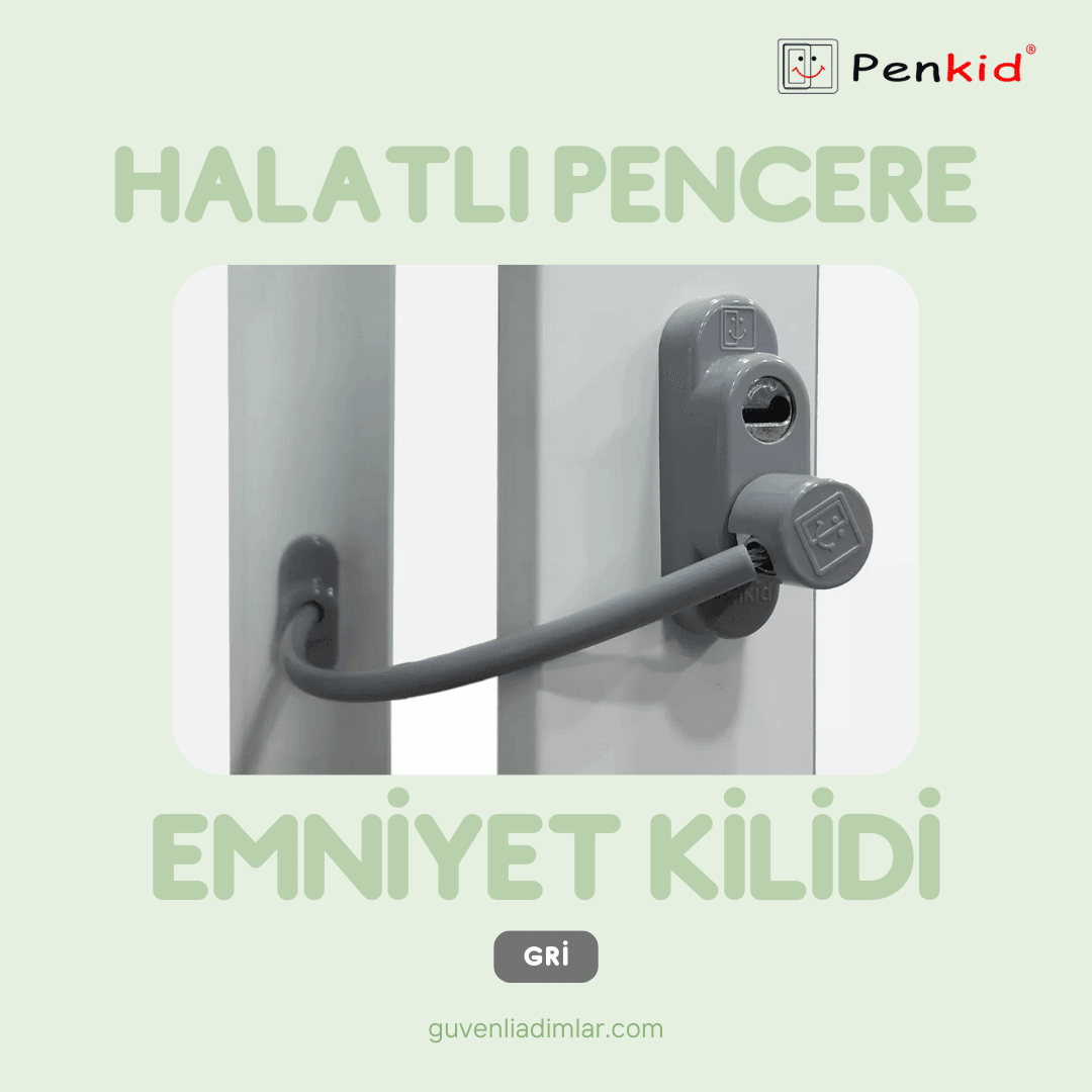 Çelik Halatlı Pencere Emniyet Kilidi (Gri)