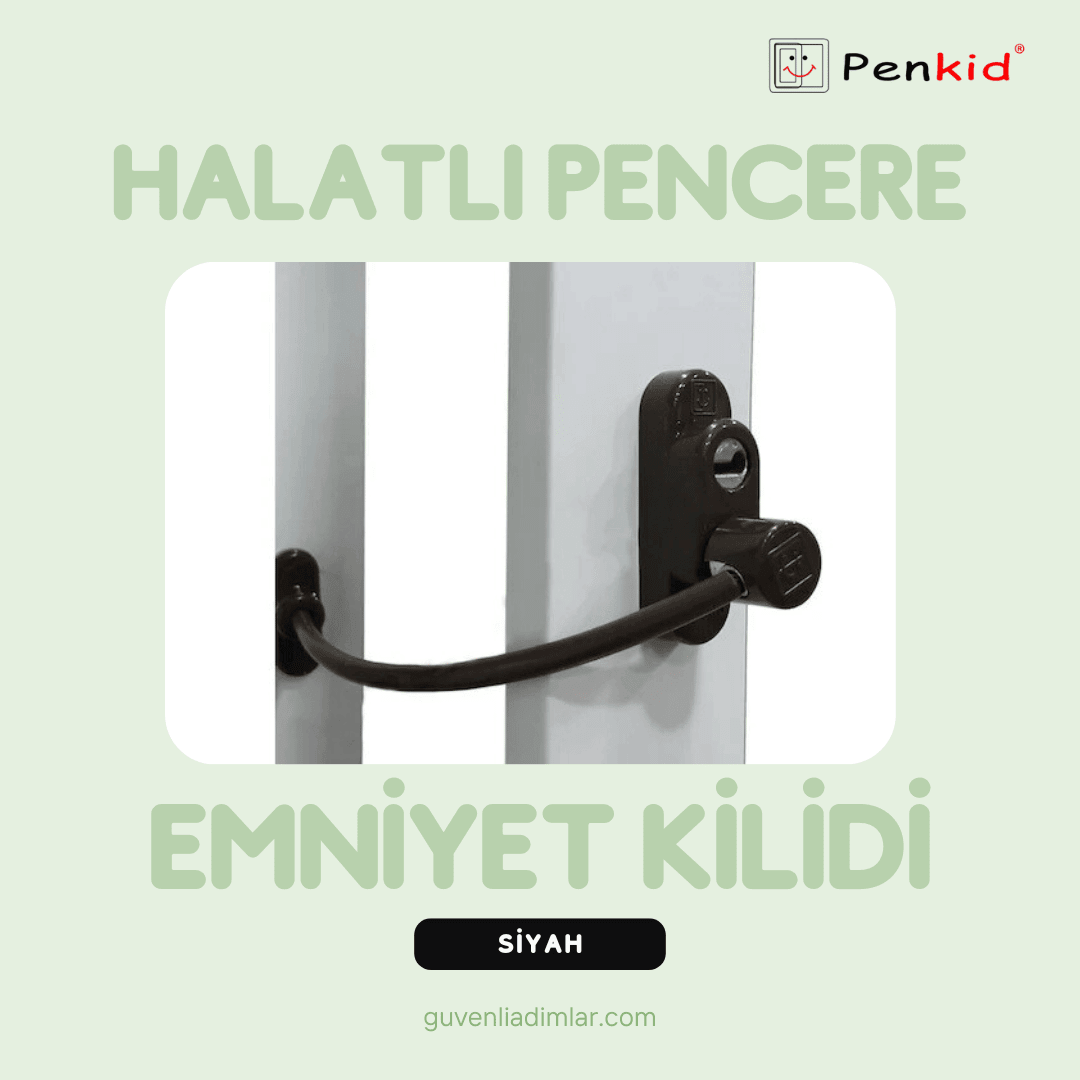 Çelik Halatlı Pencere Emniyet Kilidi (Siyah)