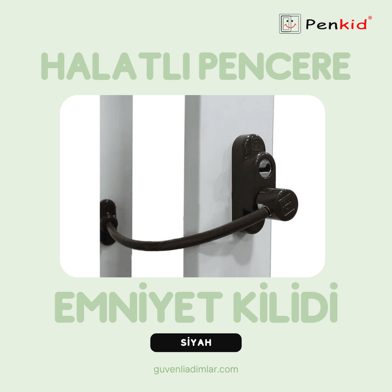 Çelik Halatlı Pencere Emniyet Kilidi (Siyah)