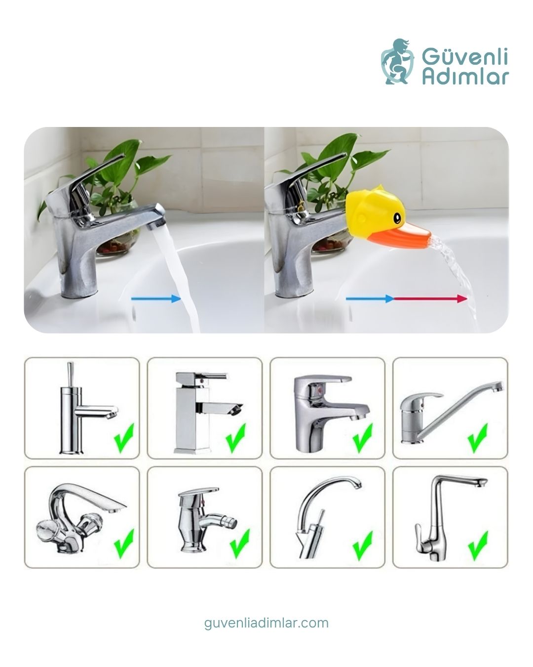 El Yıkamayı Sevdiren Ördek Musluk Başlığı