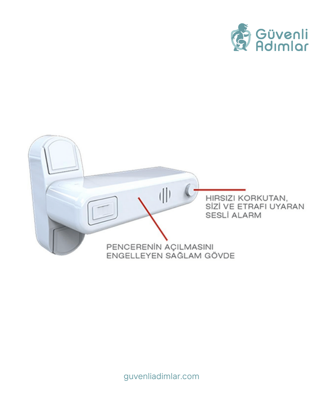 Alarmlı Pencere Emniyet Kilidi (Beyaz)