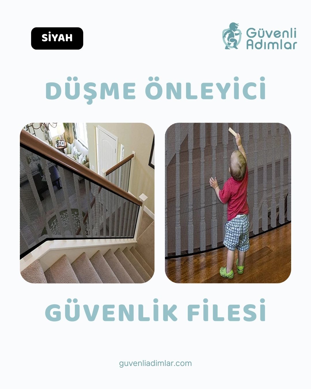 Düşme Önleyici Merdiven Filesi Siyah