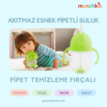 Esnek Pipetli Suluk | Akıtmaz, Pipet Temizleme Fırçalı