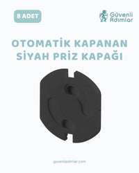 Otomatik Siyah Priz Kapağı - 8'li Paket