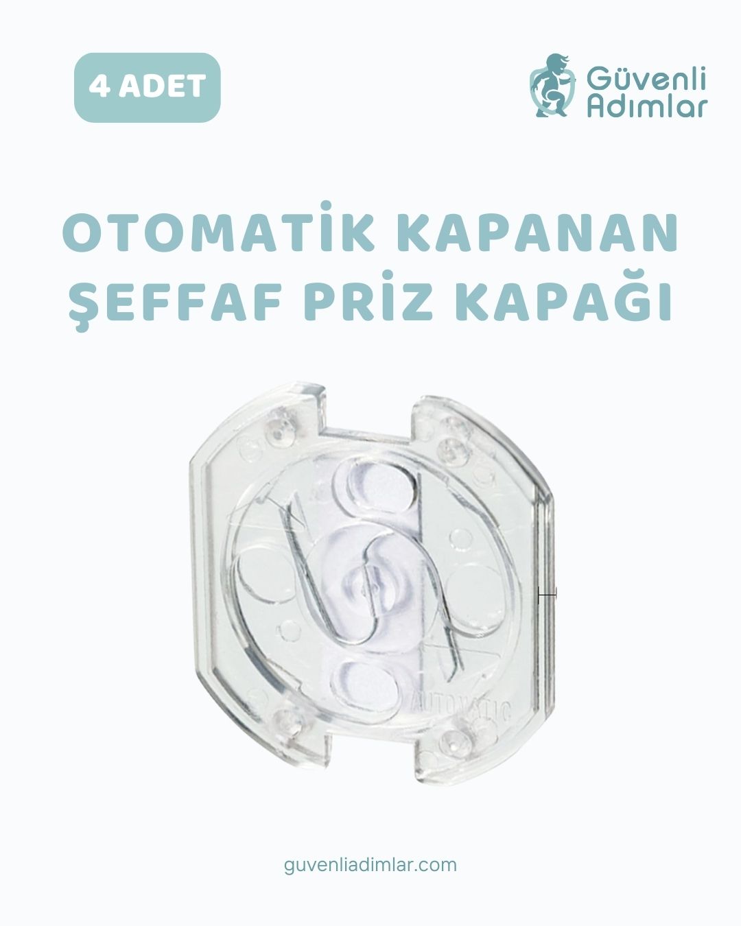 Otomatik Şeffaf Priz Kapağı - 4'lü Paket