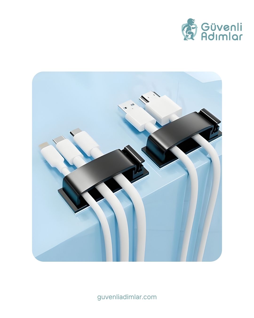 Kablo Düzenleyici 4'lü Klips Set Siyah