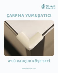 Kauçuk İnce Bej Köşe Koruyucu 4'lü Set