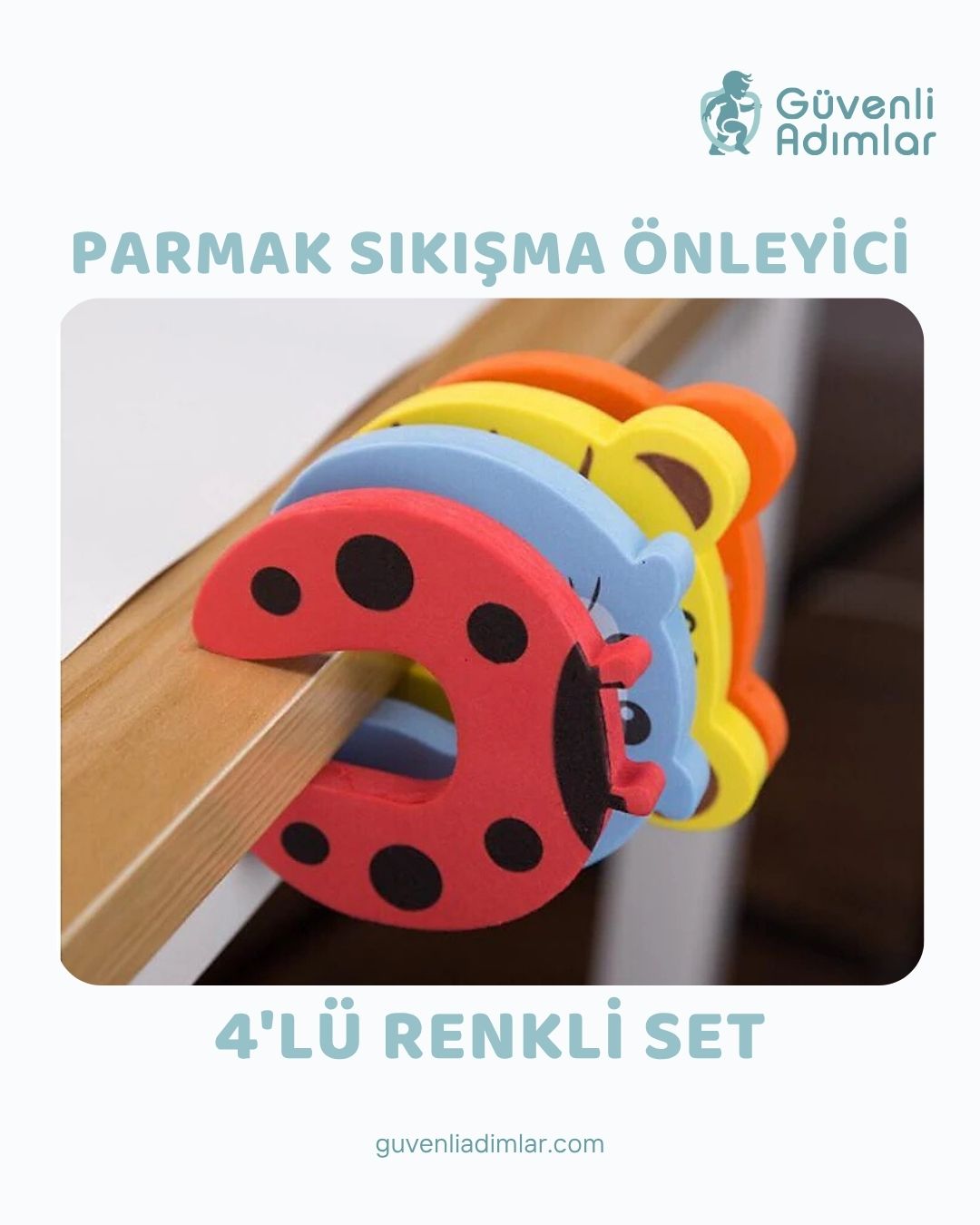 Kapı Parmak Sıkışma Önleyici (4'lü Renkli Hayvan Desenli)