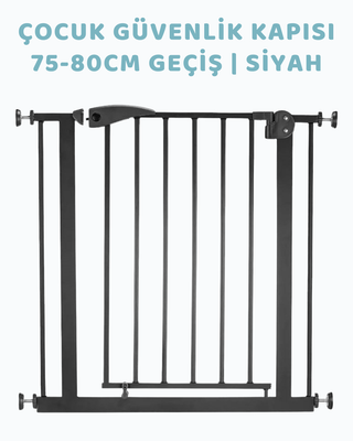 Çocuk Güvenlik Kapısı 75 - 80 Cm Geçiş | Siyah