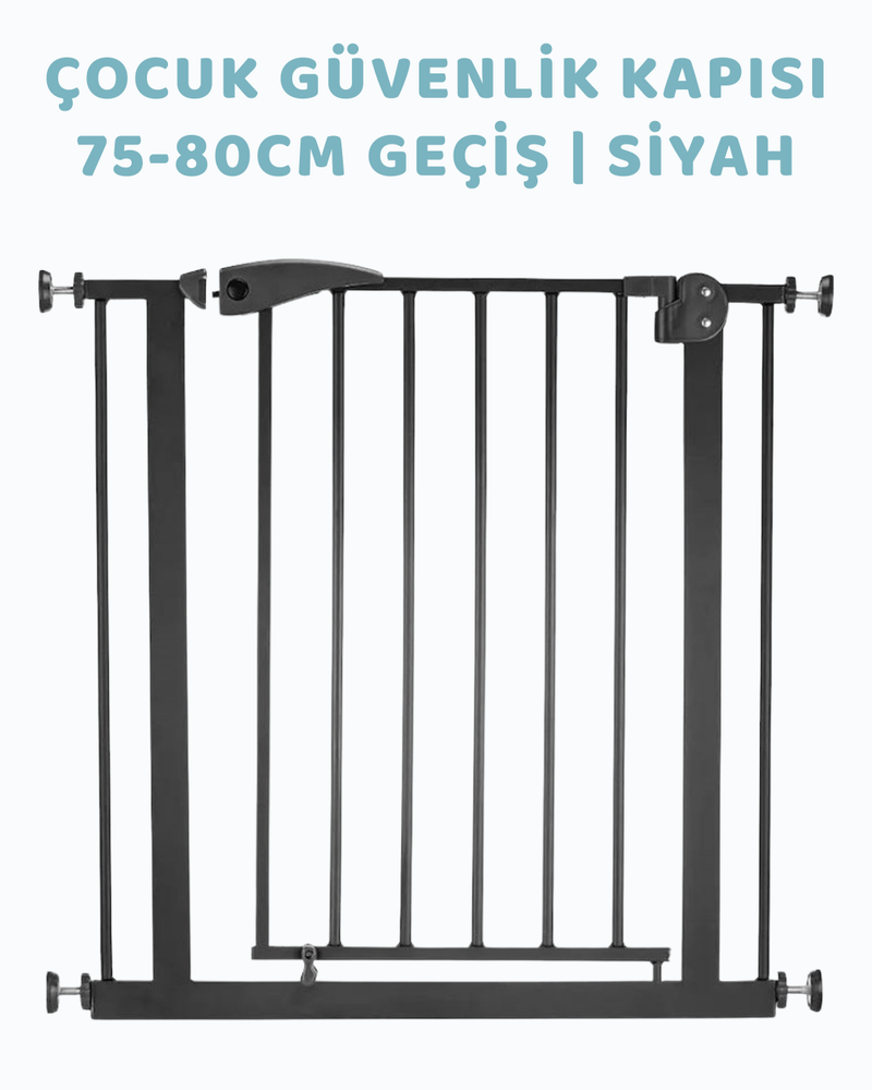 Çocuk Güvenlik Kapısı 75 - 80 Cm Geçiş | Siyah