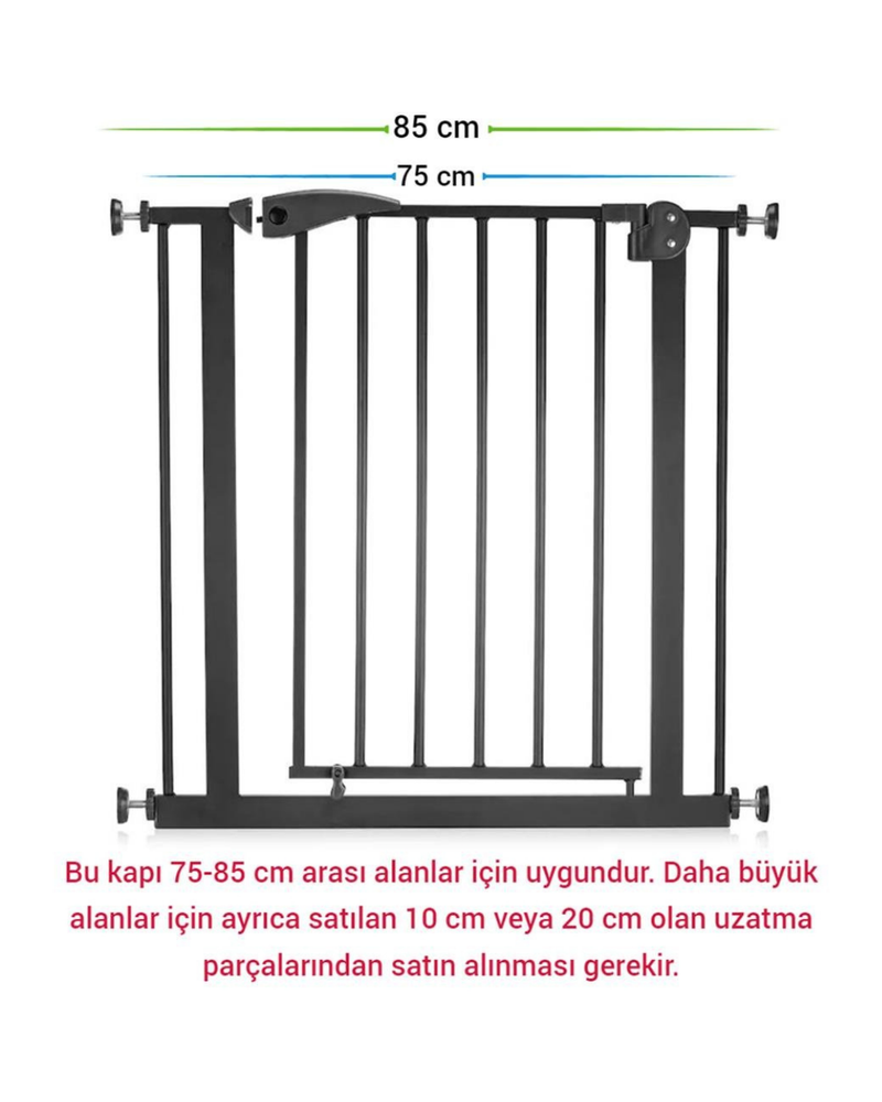 Çocuk Güvenlik Kapısı 75 - 80 Cm Geçiş | Siyah