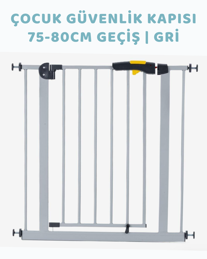 Çocuk Güvenlik Kapısı 75 - 80 Cm Geçiş | Gri