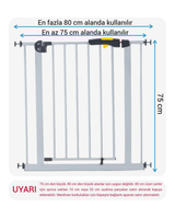 Çocuk Güvenlik Kapısı 75 - 80 Cm Geçiş | Gri