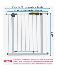 Çocuk Güvenlik Kapısı 75 - 80 Cm Geçiş | Gri