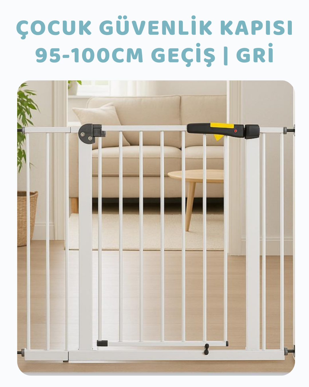 Çocuk Güvenlik Kapısı 95 - 100 Cm Geçiş | Gri