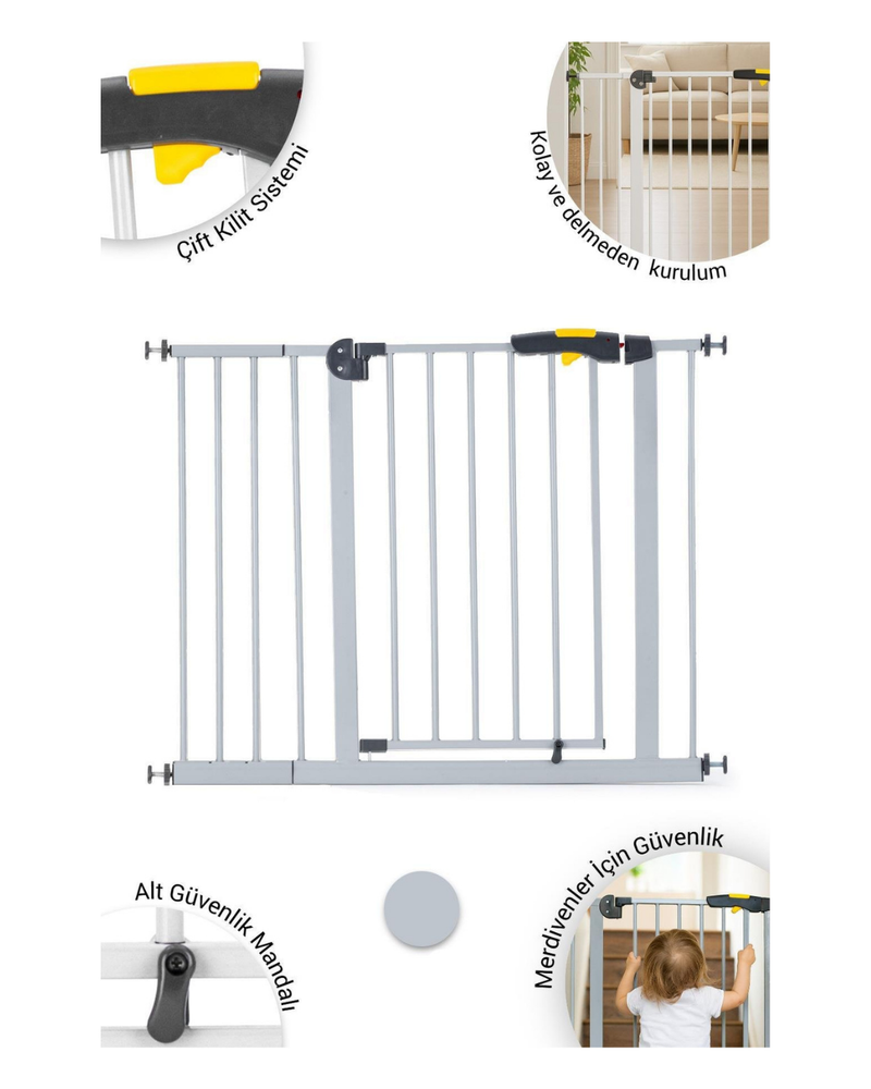 Çocuk Güvenlik Kapısı 95 - 100 Cm Geçiş | Gri