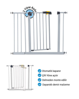 Çocuk Güvenlik Kapısı 95 - 100 Cm Geçiş | Gri