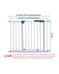 Çocuk Güvenlik Kapısı 95 - 100 Cm Geçiş | Gri