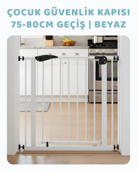 Çocuk Güvenlik Kapısı 75 - 80 Cm Geçiş | Beyaz