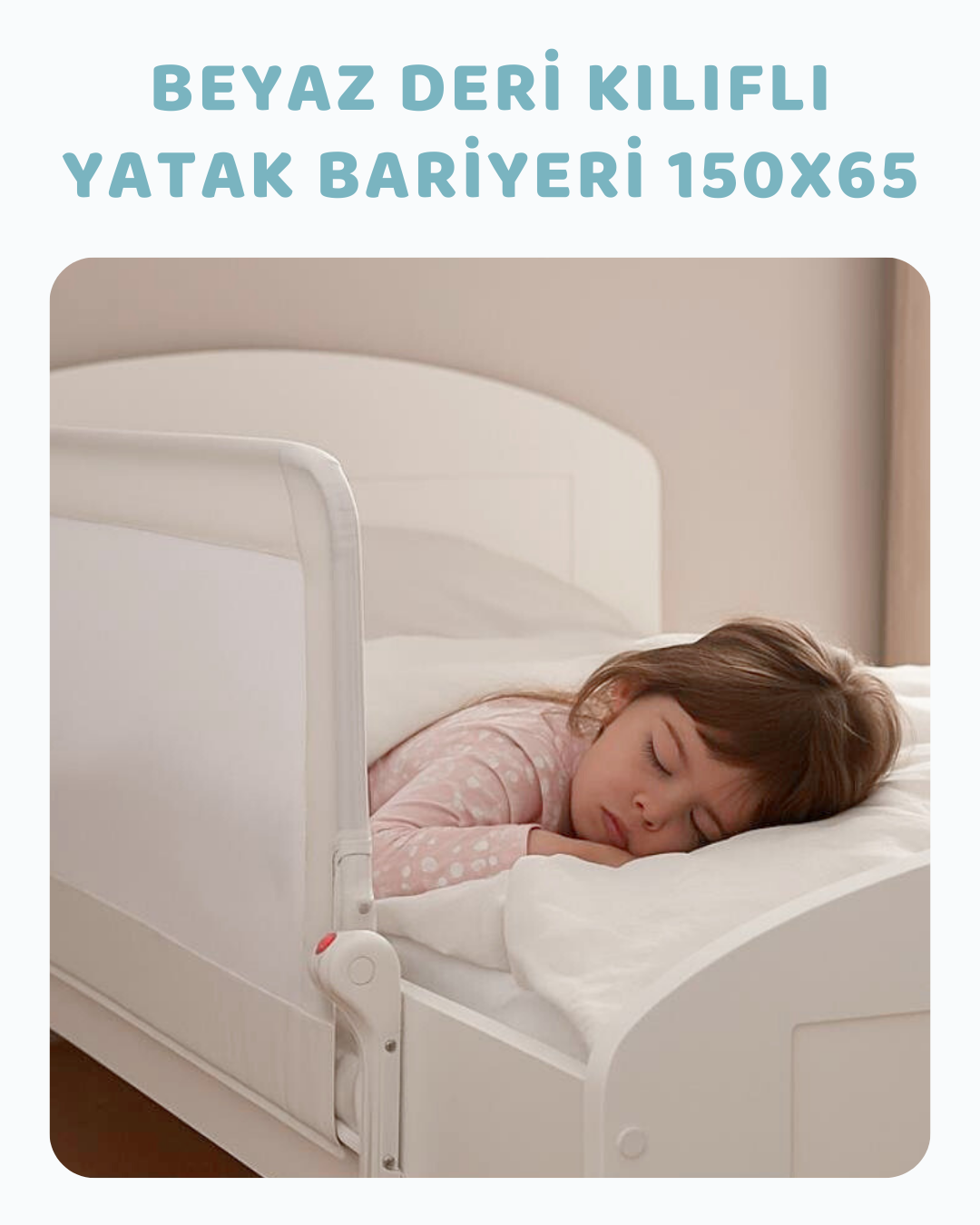 Beyaz Deri Kılıflı Yatak Bariyeri 150*65