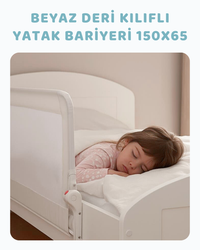 Beyaz Deri Kılıflı Yatak Bariyeri 150*65