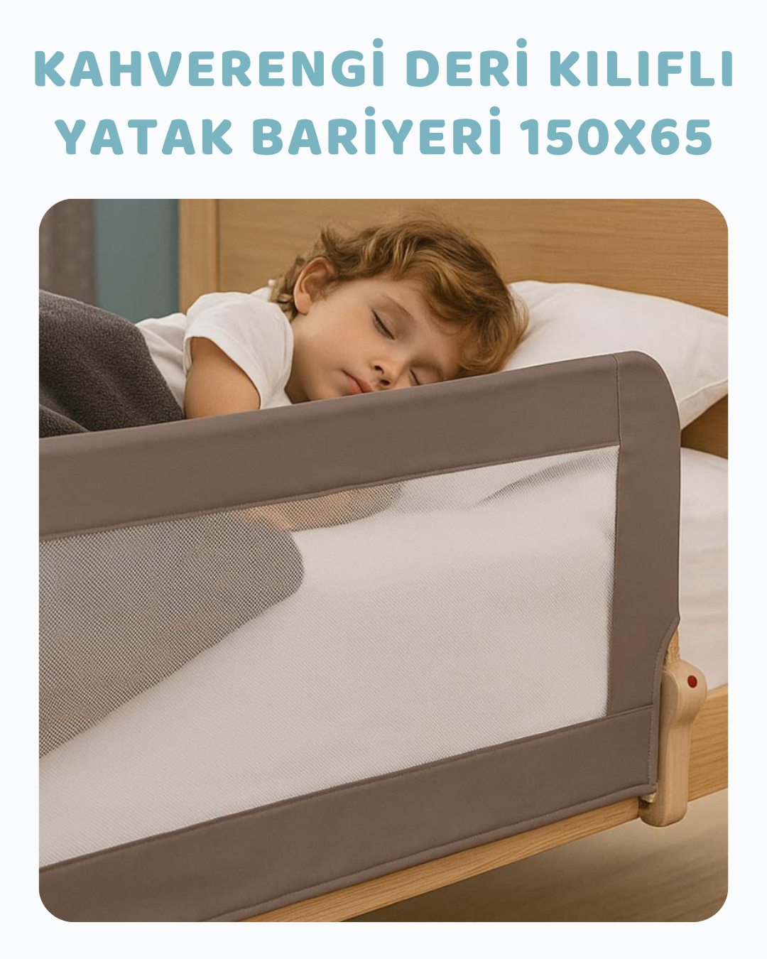 Kahverengi Deri Kılıflı Yatak Bariyeri 150*65
